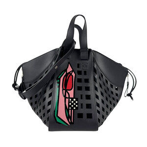 Loewe Hammock Tulip Leather Shoulder Bag Black